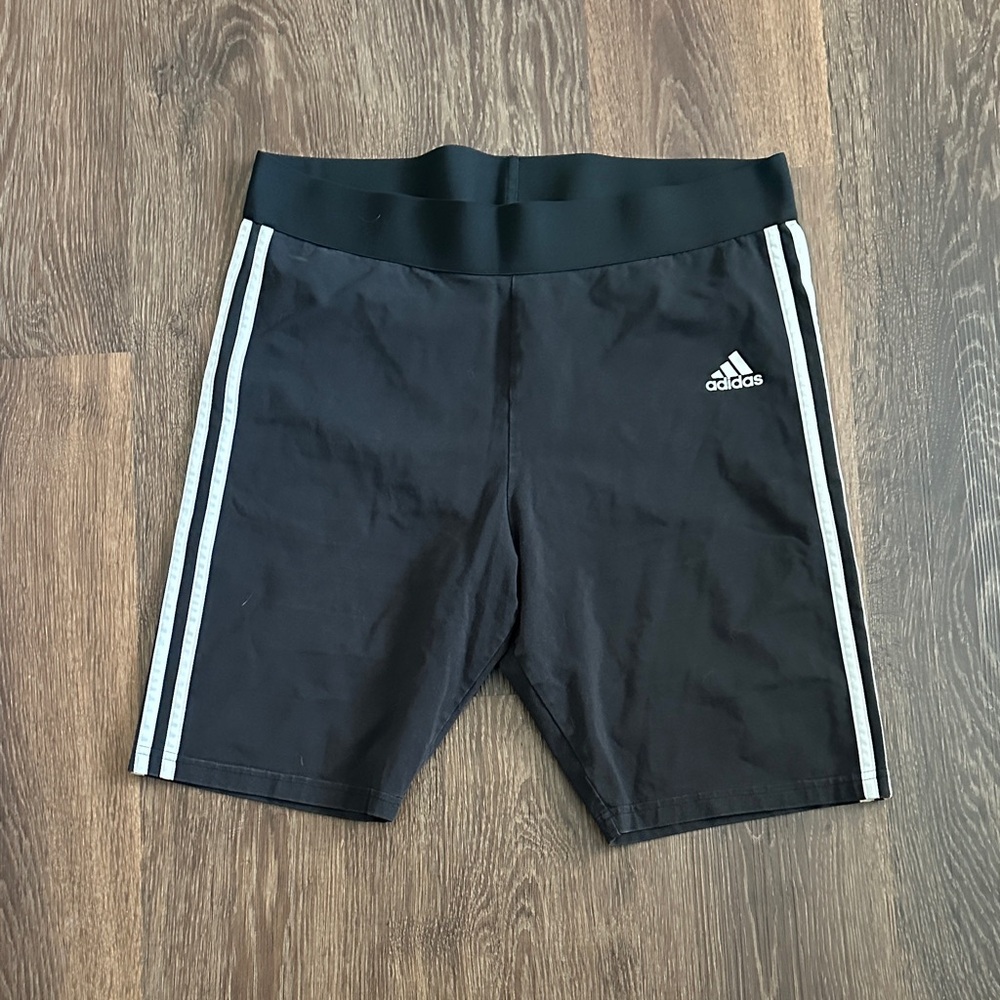Adidas Black Shorts with White Stripes